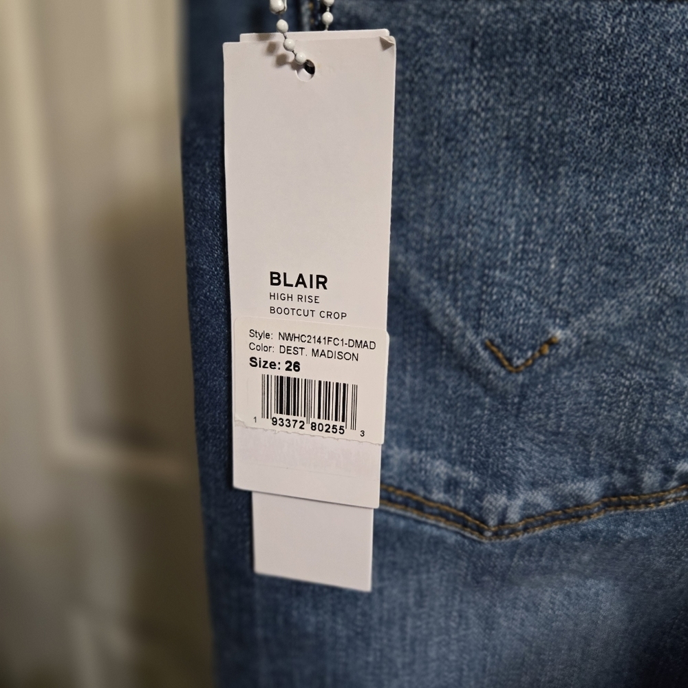 Hudson Blair High Rise Bootcut Crop Jeans Medium Wash Indigo 26 New with tags - Picture 6 of 6